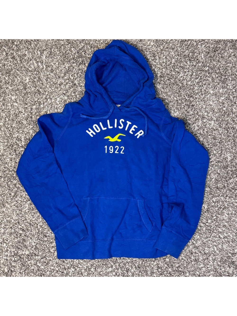 Hollister Hoodie Men’s Blue 1922 Logo Pullover Y2K Casual Sweatshirt